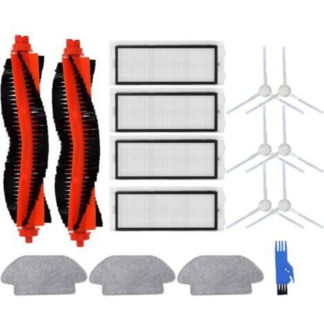 Kit de pièces de rechange pour aspirateur robot Xiaomi Mijia 2S, P, Viomi V3, SE, les accessoires comprennent 2 brosses à rouleau, 4 filtres, 1 brosse de nettoyage (16 pièces) (1/5)