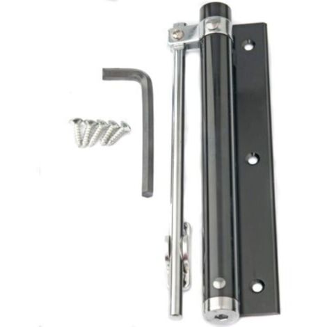 Ferme-porte en aluminium léger, aussi léger qu'une plume, à ressort, réglable, à montage automatique, pour usage résidentiel et commercial (180 mm noir avec 5 vis) - 1 paquet (1/5)