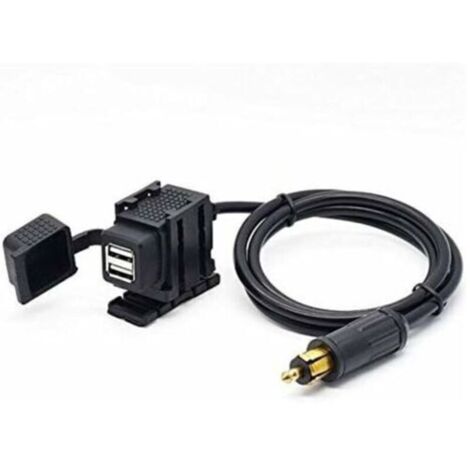 DIN Hella Adaptateur d'alimentation de prise de chargeur USB double moto 2.1A avec câble de 1.8m pour téléphone / iPhone / GPS SatNav (1/4)
