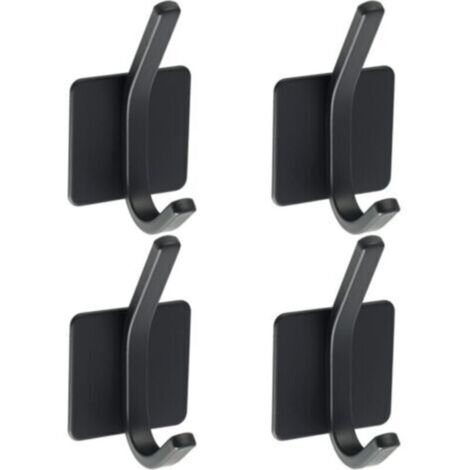 4 Pcs Crochet Adhésif Patère Murale Adhésive en Acier Inoxydable SUS 304 Porte Manteau Mural Noir Porte Serviette pour Salle de Bain ou Cuisine, (1/5)