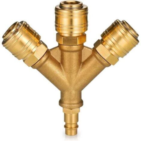Répartiteur d'air comprimé à 3 voies avec raccords, 1/4", répartiteur d'air, 3 répartiteurs d'air comprimé avec filetage extérieur (1/4)