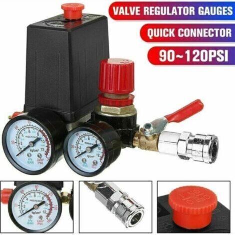 Jauges de régulateur de collecteur de soupape de commande de pressostat de compresseur d'air 90120PSI (1/4)