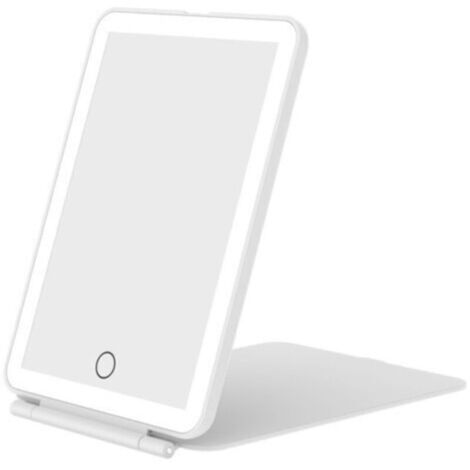 Miroir de beauté éclairé portable, éclairage 3 couleurs, écran tactile dimmable, miroir de maquillage pliant LED de bureau avec lumièr (1/5)