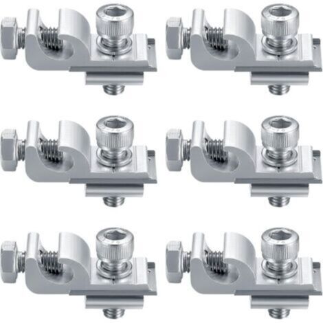 Lot de 6 clips de mise à la terre standard pour panneaux solaires, kit de fixation pour système de montage solaire, clips de support de montage, cosses de mise à la terre pour panneaux solaires (1/5)