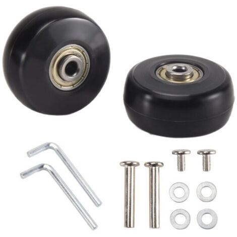 Ensemble de 2 Roues Rechange pour Valise à Bagages 50 X 24 Mm, Roulettes Pivotantes en PU, Roulements Acier au , Kits RéParation