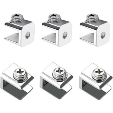 6 Pièces Pince à Verre, Support de Verre Réglable, Pince Support en Alliage de Zinc, Pince de Fixation pour Verre de 3 8mm D'épaisseur, Avec Vis (1/5)