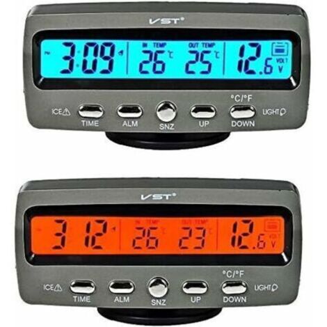 Horloge de voiture intérieur et extérieur double thermomètre intérieur et extérieur détecteur de température intérieur et extérieur compteur électronique de voiture (1/5)