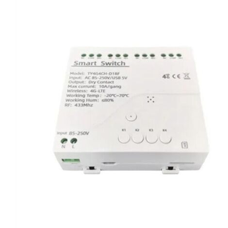 Interrupteur intelligent Tuya 4G LTE, relais avec application GSM 433 MHz, contrôle sans fil, 4 canaux, contrôleur amovible, AC 85-250 V (1/4)