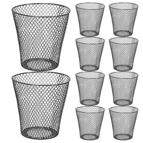Corbeille à Papier Ronde, Poubelle en Métal de Bureau Treillis Métallique, Recyclage, Conteneur Ordures pour Chambre Coucher (10 Pièces) (1/4)