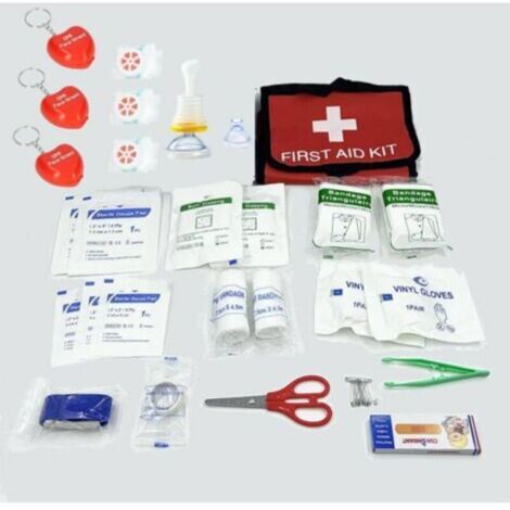 Trousse de premiers secours 46 pièces, anti-étouffement, masque respiratoire pour adultes et enfants, trousse de premiers secours pour voiture, maison, lieu de travail, voyage, camping, randonnée et s (1/5)