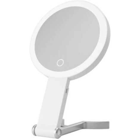 Miroir grossissant éclairé, miroir grossissant de voyage, double face 10x/1x 3 couleurs, éclairage rechargeable, pliable, à main, suspendu, de table, 3 façons d'utiliser le miroir, blanc (1/5)