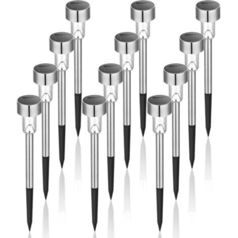 Lot de 12 bornes solaires à LED lampes de jardin à planter (1/4)