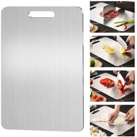 Planche à Découper en Titane,Yamato Titanium,Planche a Decouper Inox pour La Cuisine,Pour la viande,Fromage,le pain,les légumes,les fruits (39 x 28 cm) (1/4)