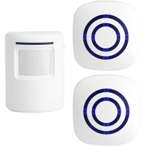Timbre con sensor de movimiento para empresas, kit de timbre inalámbrico para exteriores con sensor de movimiento infrarrojo, 2 receptores enchufables y 1 detector de movimiento PIR. (1/5)