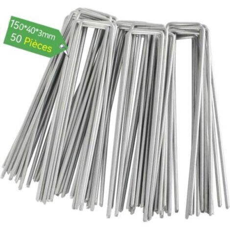 Lot de 50PCS de Fixation en Acier galvanisé pour bâche Anti-Mauvaises Herbes - 150x40X3mm, pour Le Jardin, Le Paillis et Le Gazon Artificiel (50 Pièces) (1/5)