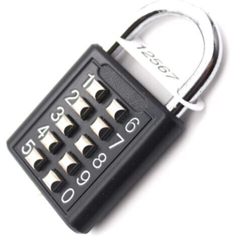 10-Digit Cadenas à combinaison Serrure Combinée, Métal étanche et Fermoir Combiné en acier plaqué - Noir Anti-vol Bouton Cadenas (1/5)