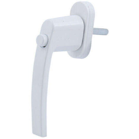 Poignée de fenêtre - avec bouton poussoir, longueur du loquet 35 mm, longueur de la poignée 144 mm, blanc (1/5)