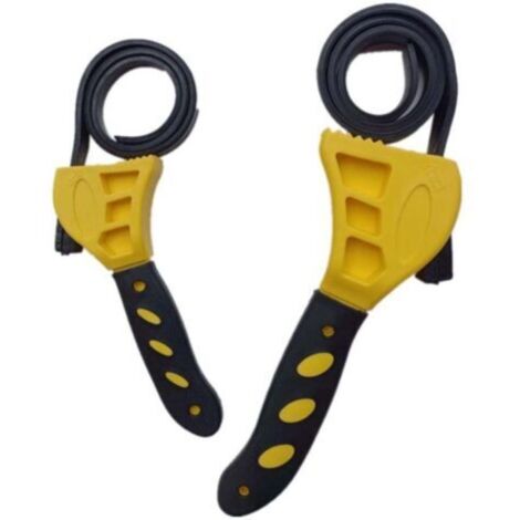 Lot de 2 Ensemble de Filtre à Huile Clé à Sangle pour Ouvre Bocal Clé à tuyaux Clef à Sangle Clé à Sangle Universel Clé à molette, Serre-écrou Outil de Réparation Clé à Sangle Universel Réglable (1/4)