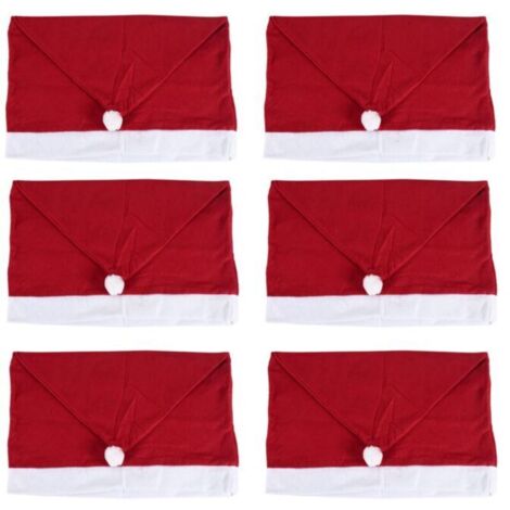 6 PièCes Housses de Chaise NoëL Chapeau PèRe pour Salle à Manger DéCorations Vacances Rouge (1/4)
