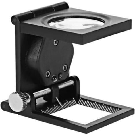 Pliable LED Loupe de Table avec lumière 10X 28mm Pliante Loupe Compte-Fils en Alliage de Zinc avec Échelle Loupe de Lecture Grande Lentille pour Outil de Bijoux Modèle Timbre Optiques en Textile (1/4)
