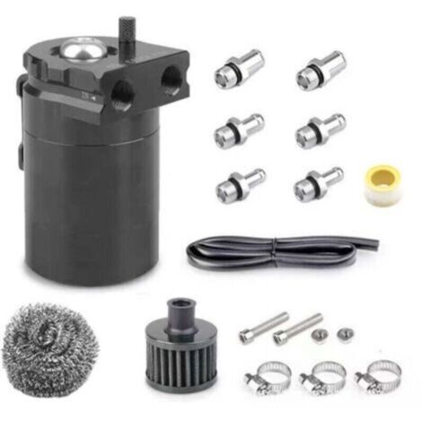 Reniflard D'huile Auto,Récupérateur Huile Moteur,300ml Réservoir de Carburant en Aluminium Réservoir de Stockage D'huile Avec Filtre à Air,Universel pour Une Variété de Véhicules (1/4)