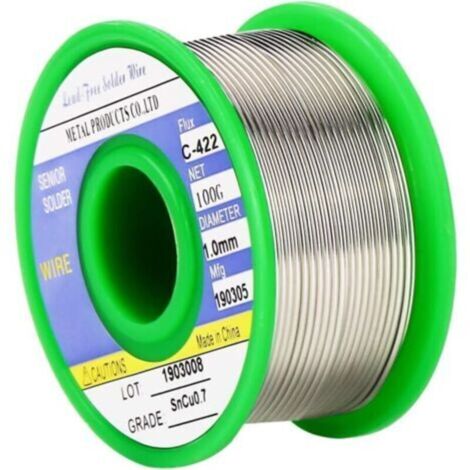 Fil de Soudure,1.0 mm Fil à Souder pour de Soudure,Sn 99.3% Cu 0.7% Fil de Soudure sans Plomb avec Noyau de Colophane,pour la Soudure électrique(100g) (1/5)