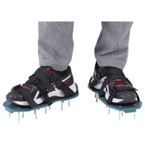 1 paire de sandales aérateur de pelouse, aérateur de sol, chaussures à pointes, outil de jardinage (3 sangles) (1/5)