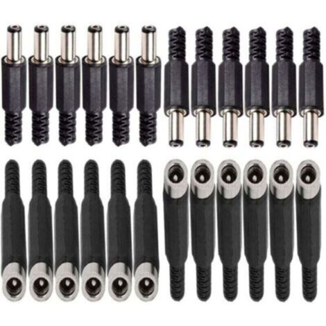 12 Pcs connecteurs DC Montage Panneau Prise 2,1mm x 5,5 mm/2,5mm x 5,5 mm,12 Prise connecteur Femelle 5,5 mm x 2,5 mm /2,1mm x 5,5 mm (1/3)