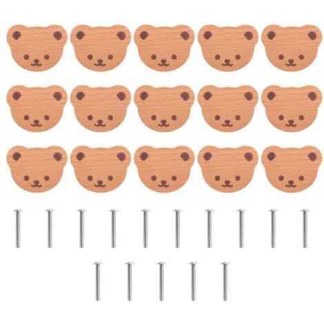 15 Boutons de Meubles, Tiroir en Bois, Placard Ours pour Enfants, Commode, Tiroirs, Cuisine (1/4)