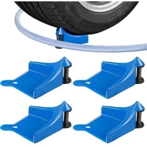 Guide de tuyau de voiture, 4 guides de tuyau de roue de voiture, enrouleurs de tuyau de lavage de voiture en plastique, rouleaux coulissants pour éviter les accrocs (1/4)