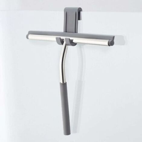 Raclette de douche en acier inoxydable de qualité supérieure, sans Perçage, raclette de douche en siliCône pour miroirs, fenêtres, nettoyage du verre - Gris-Fei Yu (1/5)