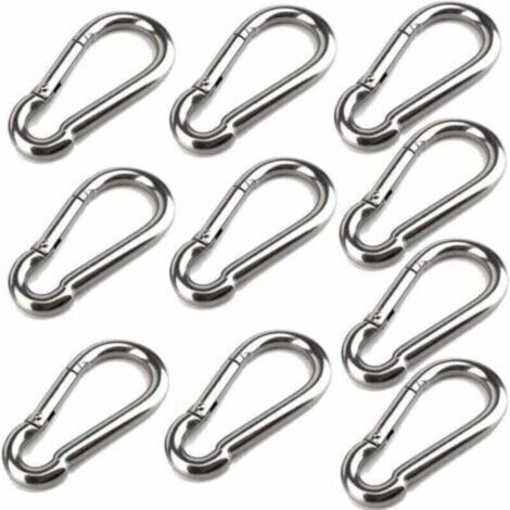 10 Mousquetons De 40 Mm X 4 Mm, Mousqueton En Acier Inoxydable 304 Avec Mousqueton, Capacité De Charge Jusqu'À Environ 80 Kg. (1/4)