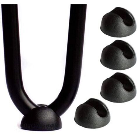 Lot de 4 pieds de protection pour pieds en épingle à cheveux en Plastic pour chaise ou meubles - Noir (1/4)