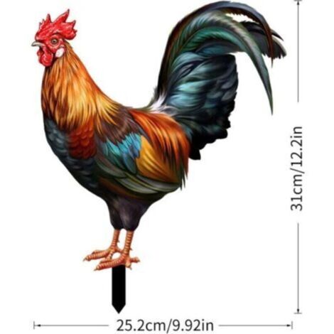 1pc piquet de jardin en forme de coq-Décoration en acrylique-Pour jardin,pelouse (1/4)