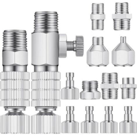 Ensemble d'adaptateurs pour pistolet pulvérisateur, 14 pièces, accessoires à déconnexion rapide pour pistolet pulvérisateur, adaptateur à déconnexion rapide pour tuyau pour compresseur d'air (1/5)