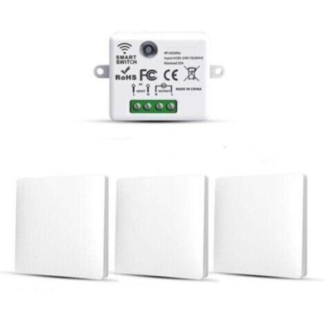 Lot de 3 interrupteurs sans fil RF433 avec émetteur et récepteur, 10 A, 240 V (1/5)