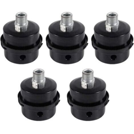 Compresseur d'air Filtre Silencieux,5 Pcs Male Filetage Metal Coque Filtre Silencieux Noir en Métal pour Compresseur d'air (16mm) (1/3)