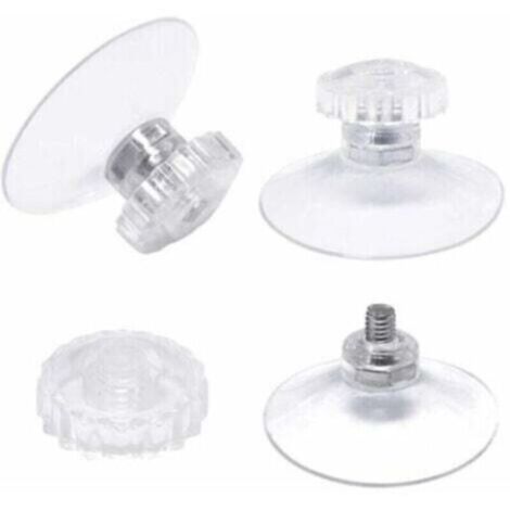 lot de 30 Ventouses avec Filetage et écrous moletés Ø 45 mm, Transparentes, pour Voiture, Camping, vitre, Pare-Soleil, (1/4)