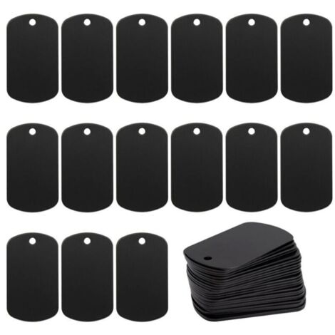 50 PièCes D'Estampage en MéTal Noir pour Estampage, Gravure D'éBauches Aluminium Porte-CléS éTiquette de Chien Vierge (1/4)