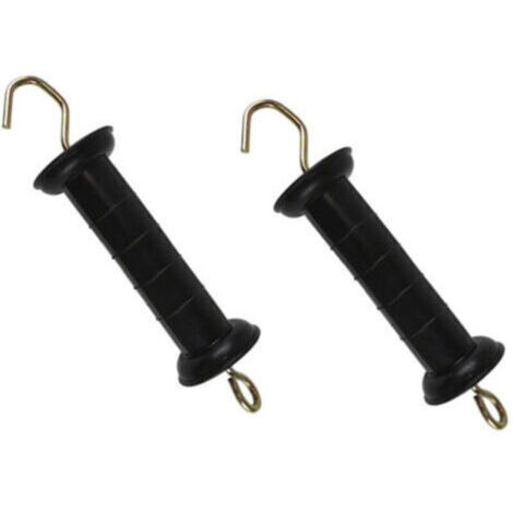 Lot de 2 poignées de portail de clôture électriques sûres avec ressort - Fournitures de jardin stables (noir) (1/5)