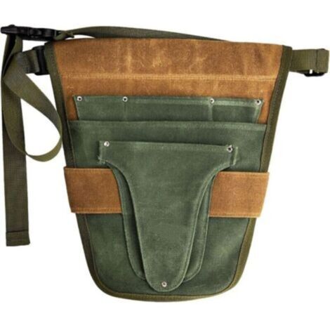 Ceinture à outils de jardinage pratique, avec plusieurs poches pour outils de jardinage en plein air pour femmes et hommes - vert et marron (1/4)