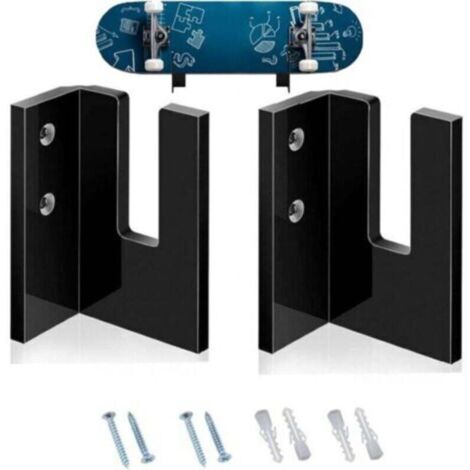 Lot de 2 supports muraux pour skateboard, longboard, rangement pour ski, ski nautique, skateboard électrique (1/4)