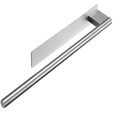 Porte-serviettes de salle de bain sans poinçonnage (argent), porte-serviettes de salle de bain, porte-serviettes mural autocollant, pratique, adapté à tous les types de salles de bains (1/5)