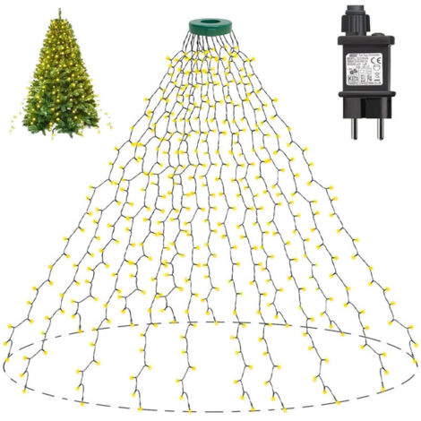 Guirlande lumineuse d'arbre de Noël 2 m x 16, 400 LED (1-2,4 m), 8 modes, décoration de Noël pour la maison, jardin, terrasse (blanc chaud) (1/5)