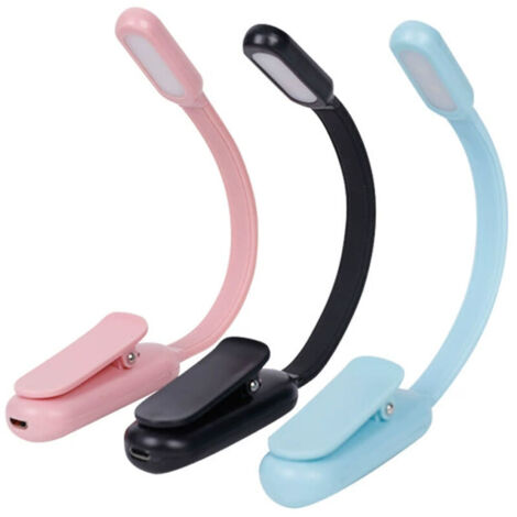 Lot de 3 mini lampes de lecture à LED, lampe de chevet flexible rechargeable par USB, lampe de protection des yeux pliable