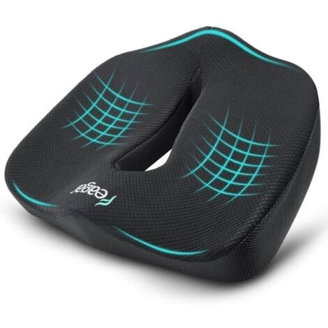 Coussin de Chaises en Mousse à Mémoire - Coussin Coccyx Ergonomique pour Siège Voiture Auto Conducteur,Coussin Sciatique,Noir (1/4)