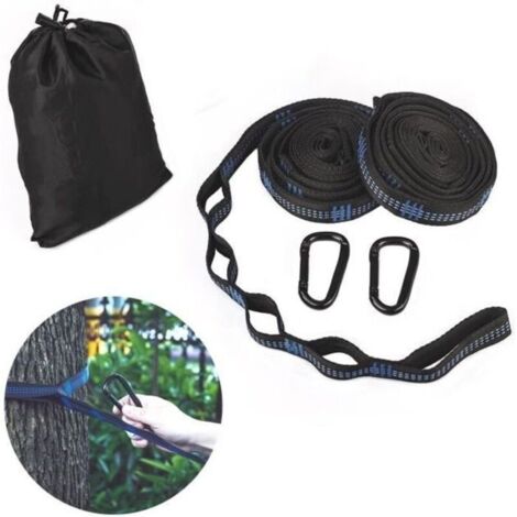(Veuillez vous référer à limage)Ecent Kit de fixation hamac ultra-résistant 2 cordes hamac durable en polyester + 2 mousquetons de fer avec un sac de rangement (1/2)