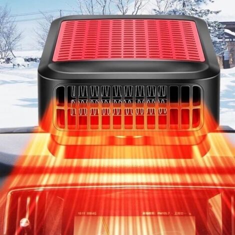 (Noir & Rouge)Chauffage de voiture - 12V 200W Ventilateur de refroidissement et de chauffage 2 en 1 rapide et portable avec base rotative à 360° (1/4)