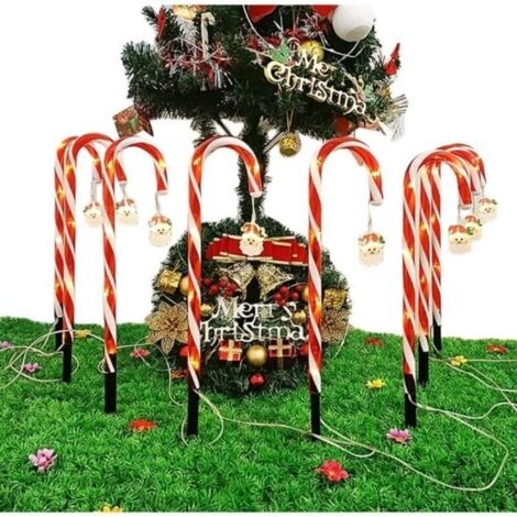 Lot de 8 guirlandes lumineuses en forme de canne à sucre d'orge : canne à sucre d'orge éclairée, 8 modes de décoration de Noël (1/4)