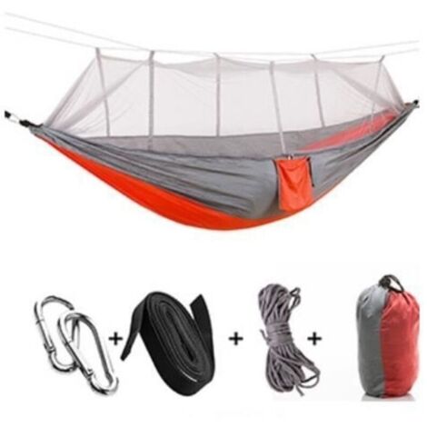 (Orange)Hamac nylon parachute tissu moustiquaire hamac extérieur anti-moustique-armée (1/4)